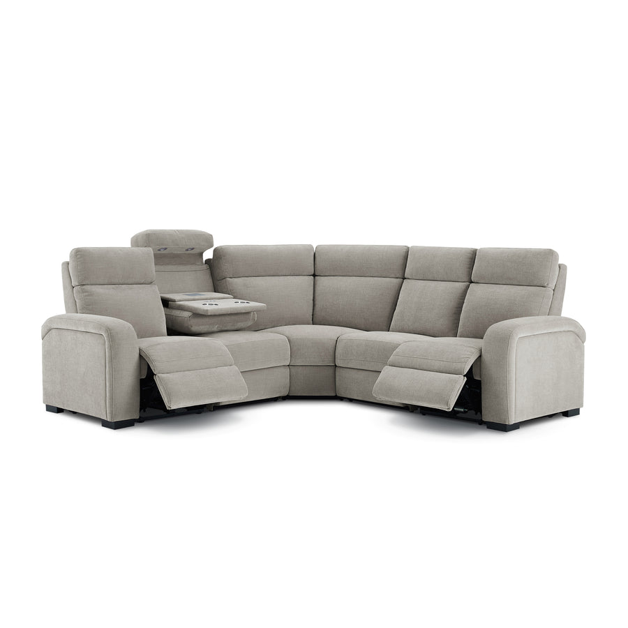 Comfort Supreme Power Recliner Sectional Sofa with Power Headrests, Drop Down Table, Reading Lights, AC Outlets and USB Charging Ports