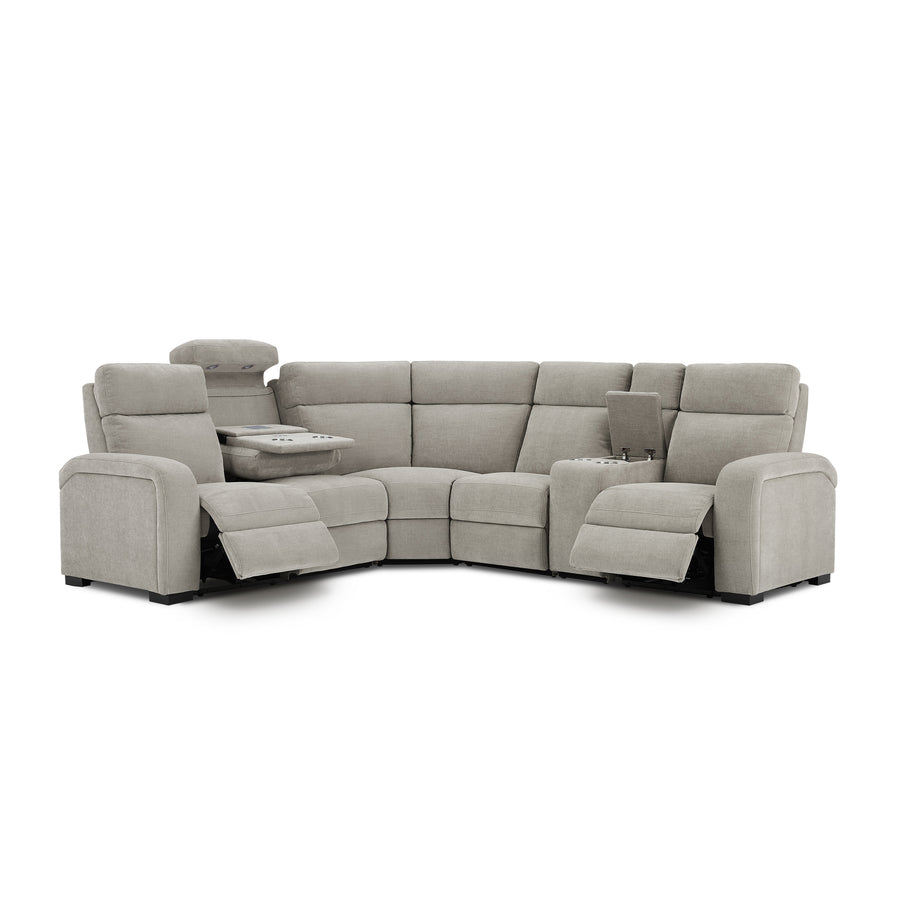 Comfort Supreme Power Recliner Sectional Sofa with Power Headrests, Drop Down Table, Reading Lights, AC Outlets and USB Charging Ports