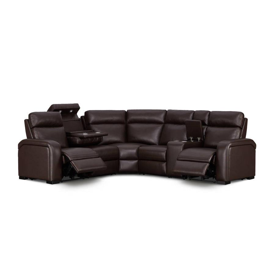 Comfort Supreme Power Recliner Sectional Sofa with Power Headrests, Drop Down Table, Reading Lights, AC Outlets and USB Charging Ports