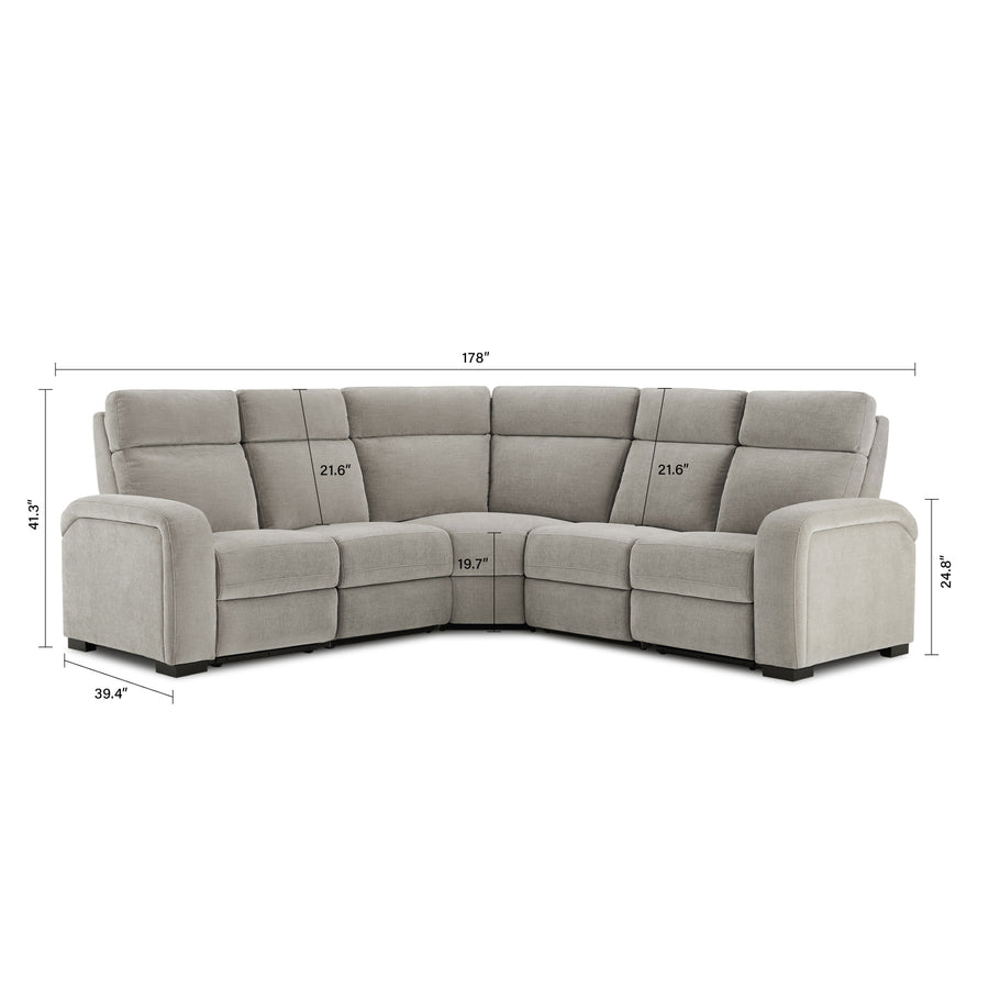 Comfort Supreme Power Recliner Sectional Sofa with Power Headrests, Drop Down Table, Reading Lights, AC Outlets and USB Charging Ports