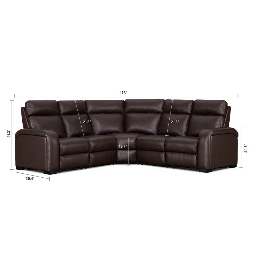 Comfort Supreme Power Recliner Sectional Sofa with Power Headrests, Drop Down Table, Reading Lights, AC Outlets and USB Charging Ports