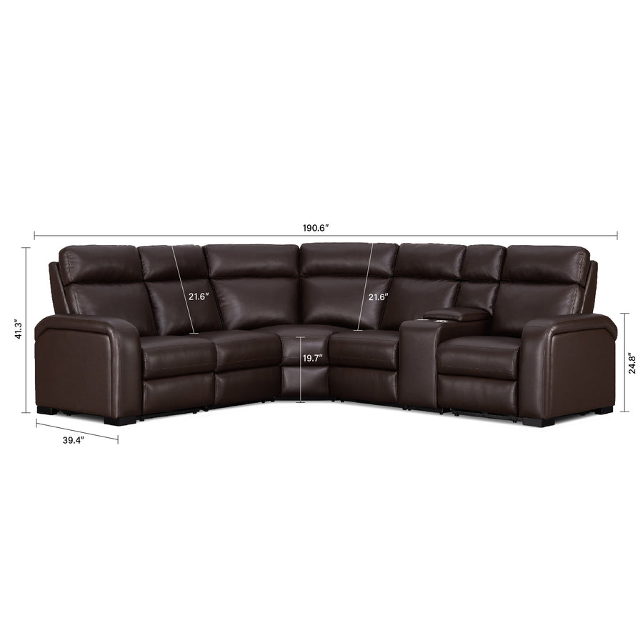 Comfort Supreme Power Recliner Sectional Sofa with Power Headrests, Drop Down Table, Reading Lights, AC Outlets and USB Charging Ports