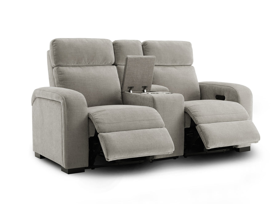 Comfort Supreme Power Recliner Loveseat Sofa with Power Headrests, Center Armrest, Console Storage, AC Outlets and USB Charging Ports