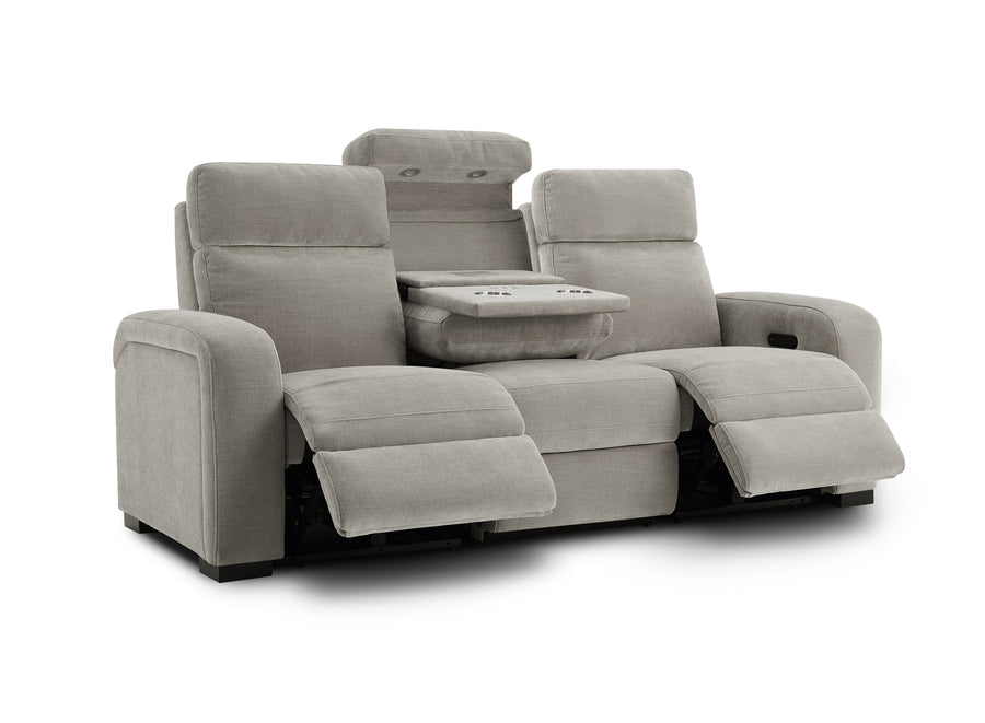 Comfort Supreme Power Recliner Sofa with Power Headrests, Drop Down Table, Reading Lights, AC Outlets and USB Charging Ports