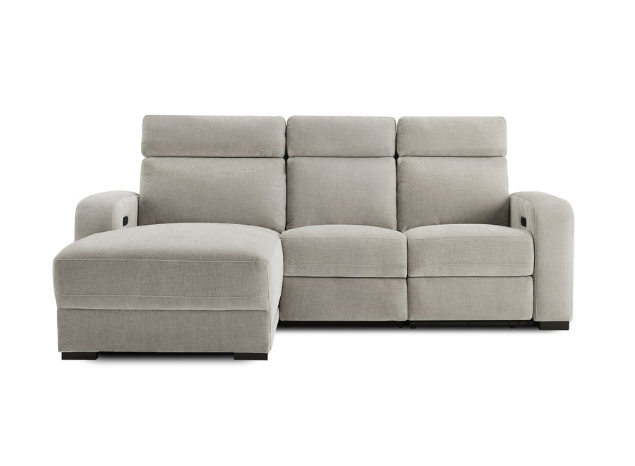 Comfort Supreme Power Recliner Chaise Sectional Sofa with Power Headrests, Drop Down Table, Reading Lights, AC Outlets and USB Charging Ports