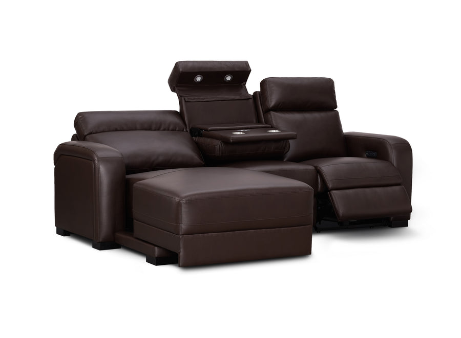 Comfort Supreme Power Recliner Chaise Sectional Sofa with Power Headrests, Drop Down Table, Reading Lights, AC Outlets and USB Charging Ports