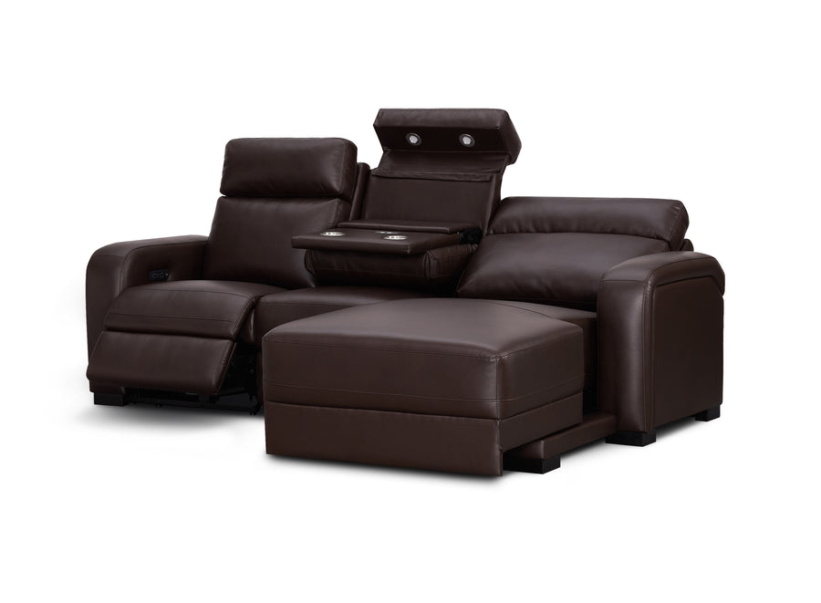 Comfort Supreme Power Recliner Chaise Sectional Sofa with Power Headrests, Drop Down Table, Reading Lights, AC Outlets and USB Charging Ports