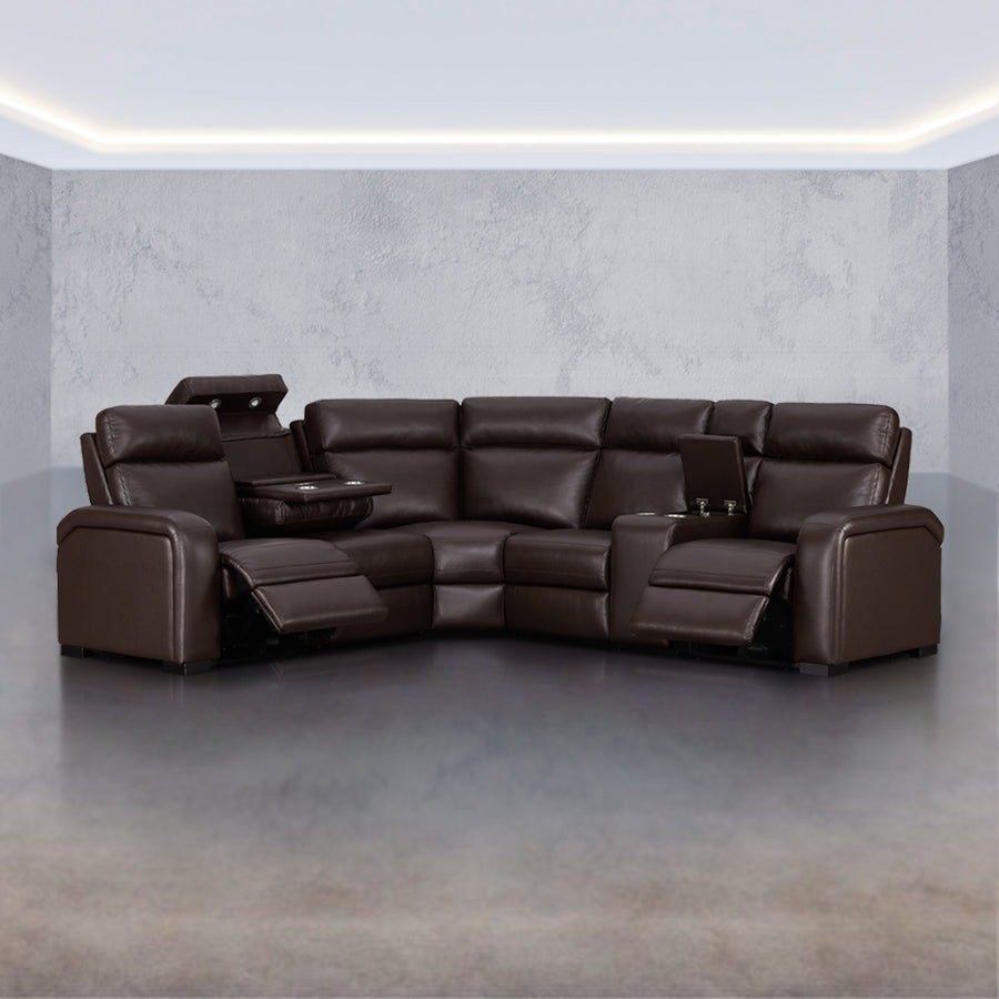 Comfort Supreme Power Recliner Sectional Sofa with Power Headrests, Drop Down Table, Reading Lights, AC Outlets and USB Charging Ports