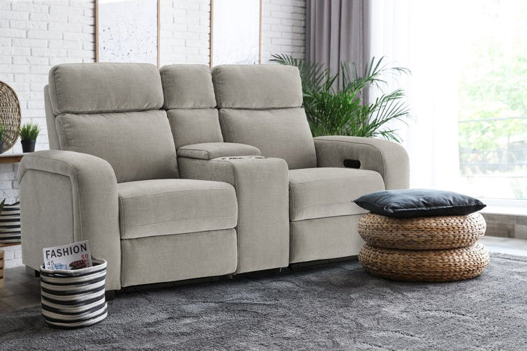 Comfort Supreme Power Recliner Loveseat Sofa with Power Headrests, Center Armrest, Console Storage, AC Outlets and USB Charging Ports