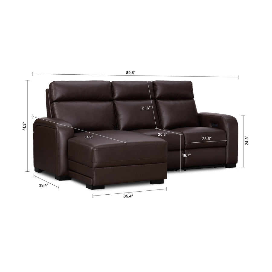 Comfort Supreme Power Recliner Chaise Sectional Sofa with Power Headrests, Drop Down Table, Reading Lights, AC Outlets and USB Charging Ports