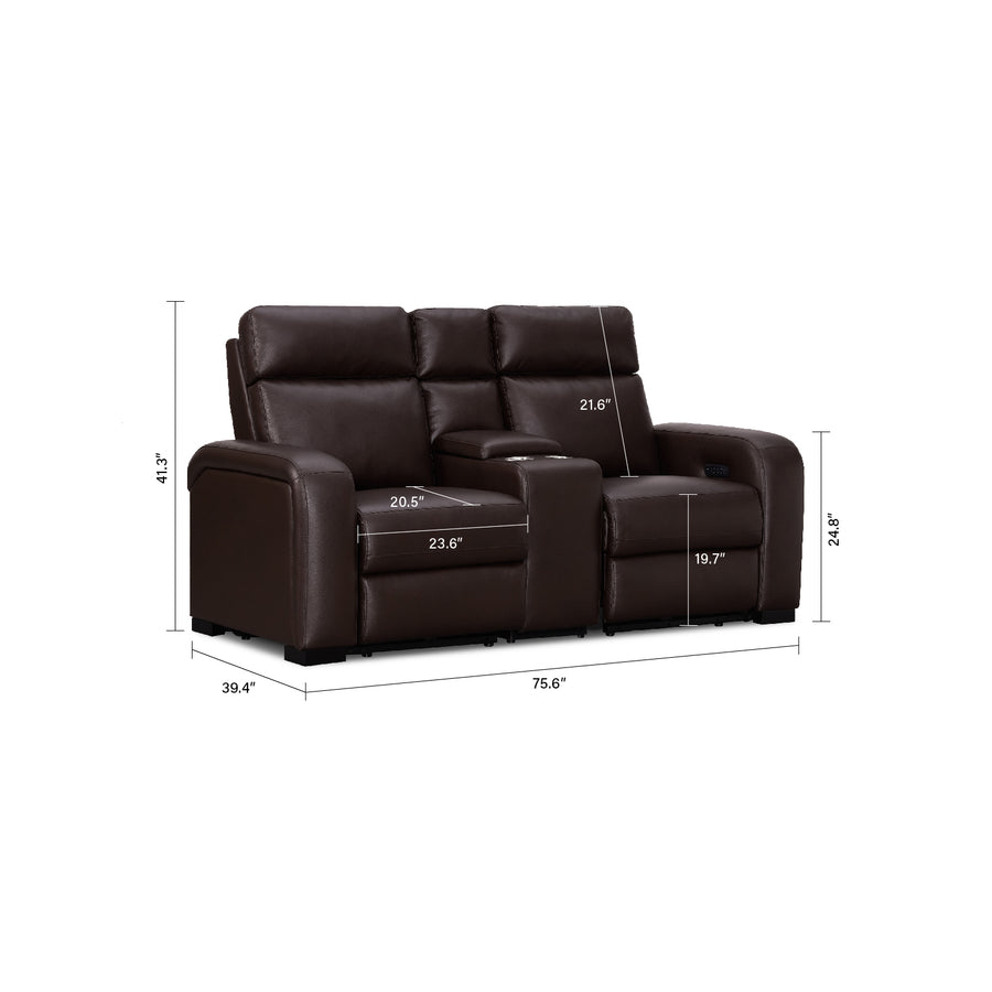 Comfort Supreme Power Recliner Loveseat Sofa with Power Headrests, Drop Down Table, Reading Lights, AC Outlets and USB Charging Ports