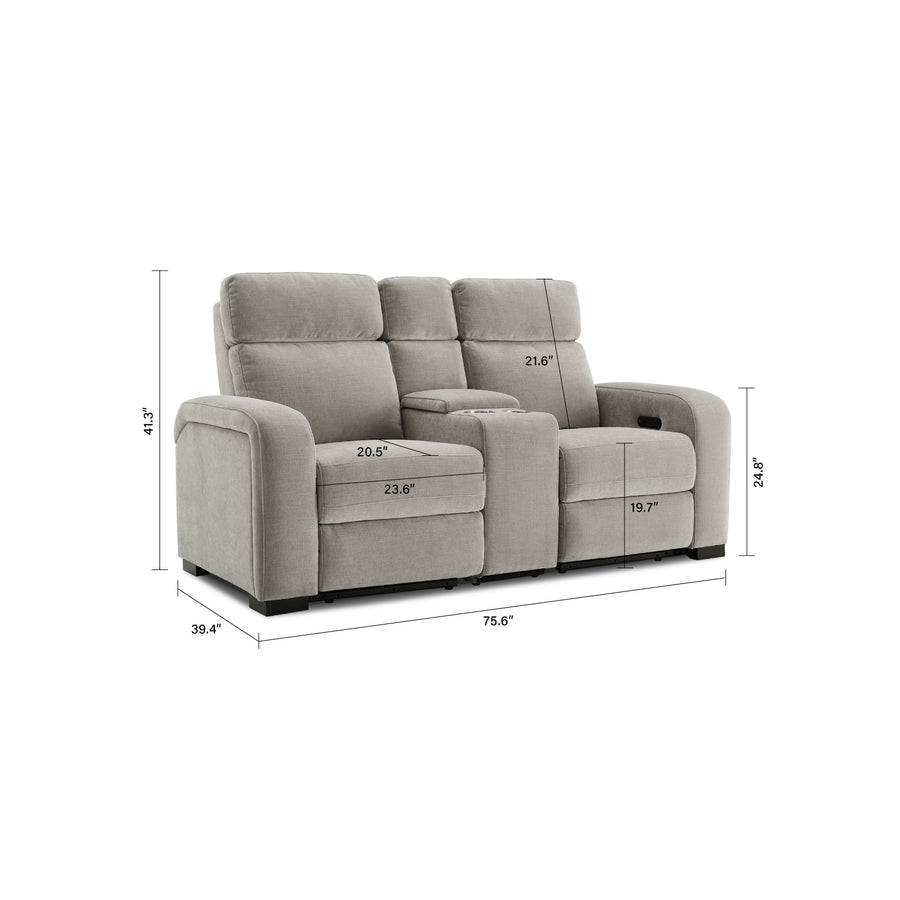 Comfort Supreme Power Recliner Loveseat Sofa with Power Headrests, Center Armrest, Console Storage, AC Outlets and USB Charging Ports