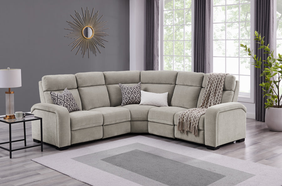 Comfort Supreme Power Recliner Sectional Sofa with Power Headrests, Drop Down Table, Reading Lights, AC Outlets and USB Charging Ports