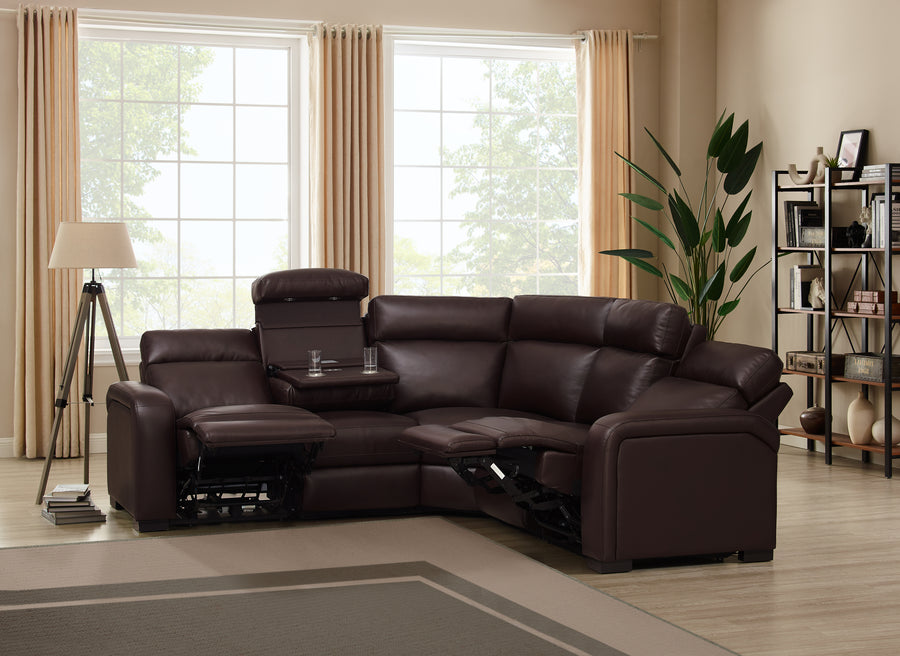 Comfort Supreme Power Recliner Sectional Sofa with Power Headrests, Drop Down Table, Reading Lights, AC Outlets and USB Charging Ports