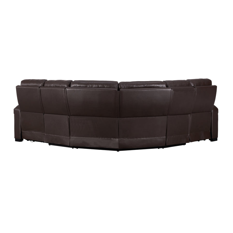 Power Reclining Corner Sectional Home Theater Sofa, 5-Piece | Leather Alternative