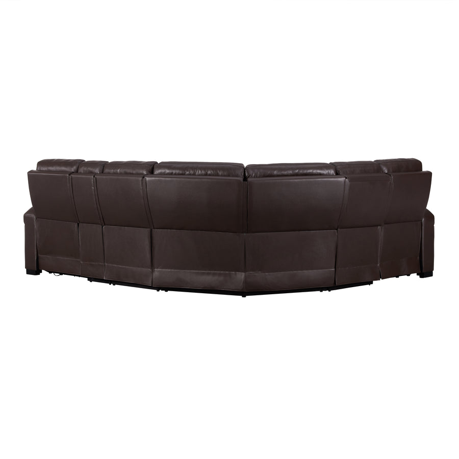 Power Reclining Corner Sectional Home Theater Sofa, 6-Piece | Leather Alternative