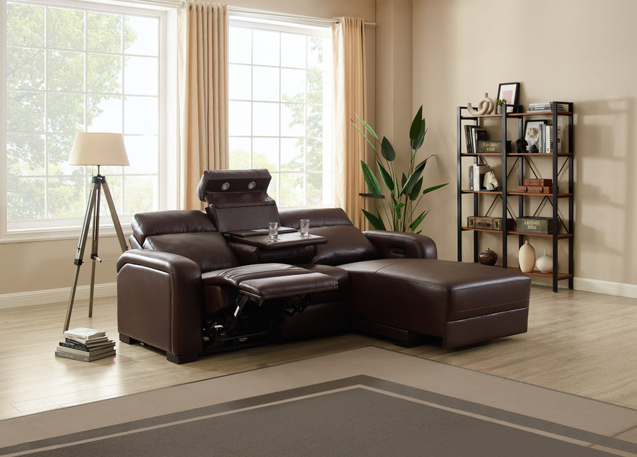 Comfort Supreme Power Recliner Chaise with Power Headrests, Drop Down Table, Reading Lights, AC Outlets and USB Charging Ports